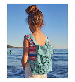 Rugzak met stervormig haakmotief gemaakt van Phildar Phil Coton 4