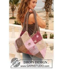 Tas met Domino vierkantjes gemaakt van Drops Snow - Eskimo