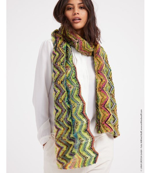 Breipatroon Kleurrijke sjaal met zigzagpatroon