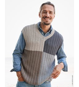 heren slipover in grof stekenpatroon gemaakt van Lana Grossa Cool Wool Big