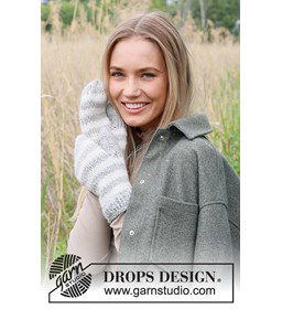 Wanten met strepen gemaakt van Drops Snow - Eskimo