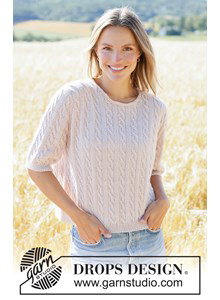 Top-down zomertrui met kabels en korte mouwen