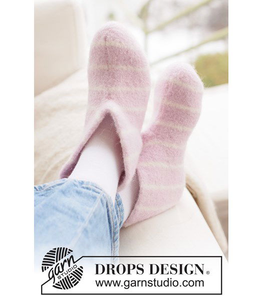 Breipatroon gestreepte wollen sloffen