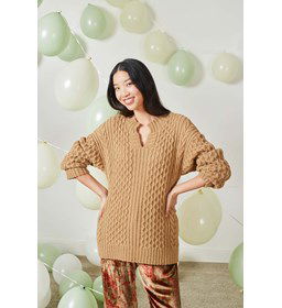 Damestrui met honingraatpatroon gemaakt van Lang Yarns Regina