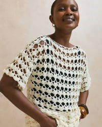 Damesshirt in open haakwerk gemaakt van Handwerk accesoires