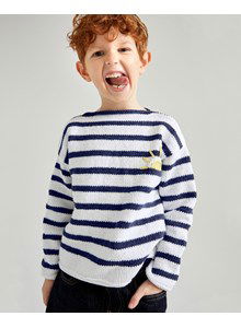 Gestreepte kindertrui met rechte hals