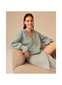 Damesvest met v-hals en ajour