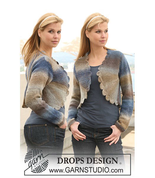 Breipatroon Gebreid DROPS vest met blaadjes patroon van Delight. Maat S - XXXL.
