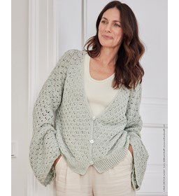 Damesvest met wijd uitlopende mouwen gemaakt van Lana Grossa Alta Moda Cotolana en Cotalana Print