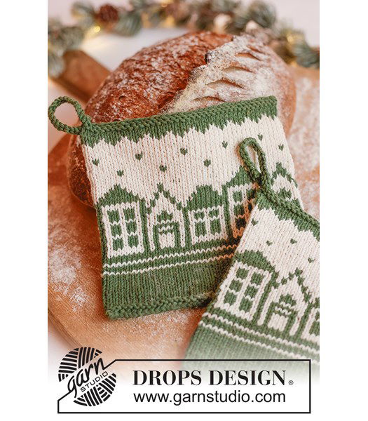 Breipatroon Gebreide pannenlappen met Scandinavisch kerstpatroon