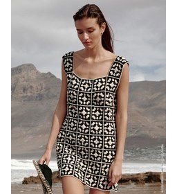 Hemdjurk voor dames in Granny Squares gemaakt van Lana Grossa Elastico