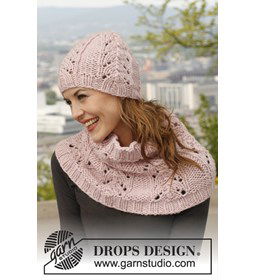 Muts en halswarmer gemaakt van Drops Snow - Eskimo