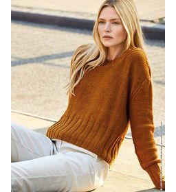 Damestrui met wijde hals en brede tailleboord gemaakt van Lana Grossa Alta Moda Cotolana en Cotalana Print