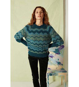 Damestrui in zigzag patroon gemaakt van Lang Yarns Malou Light uni en color