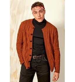 Herenvest met verticale ribbels en kabel gemaakt van Lang Yarns Aymara (op=op)