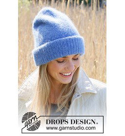 Lange muts met omgeslagen rand gemaakt van Drops Air