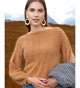 Damestrui met kabelpatroon gemaakt van Phildar Phil Pur Angora