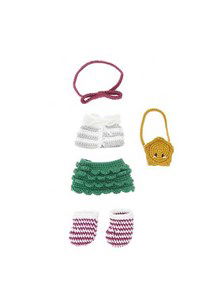 Poppenkleding kerstoutfit gehaakt