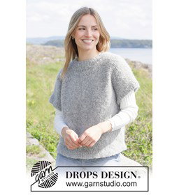 oversized damestrui met raglan en korte mouwen gemaakt van Drops Kid Silk