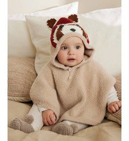 Babyponcho met capuchon gemaakt van Phildar Phil Partner 6