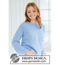 Gebreide trui met ronde pas in zachte DROPS Air garen gemaakt van Rondbreinaald nr 3 - 3,25
