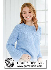 Gebreide trui met ronde pas in zachte DROPS Air garen