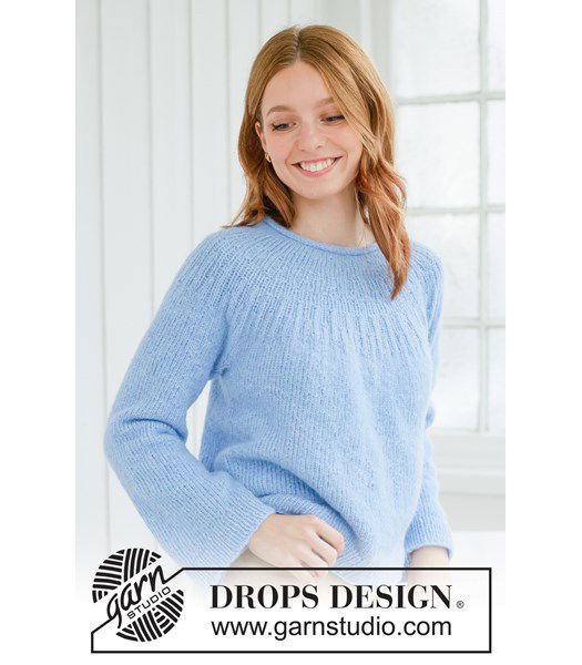 Breipatroon Gebreide trui met ronde pas in zachte DROPS Air garen