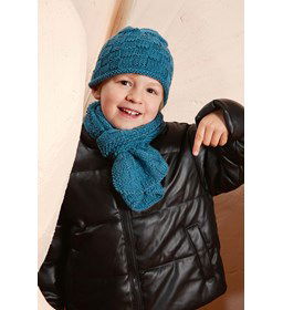 Kindermuts David met schaakbordpatroon gemaakt van Lang yarns Poseidon