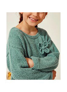 Meisjestrui met vierkante hals en bloemdecoratie