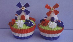Vilt patroon Hollandse molen cupcake