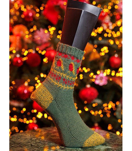 Breipatroon kerstsokken Roodborstje