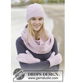 Gebreide muts, dubbele halswarmer en wanten