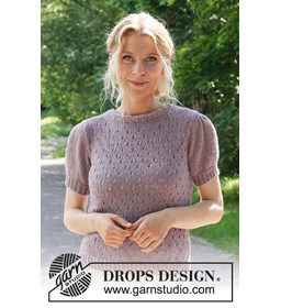 Dames truitje met korte pofmouw gemaakt van DROPS Sky