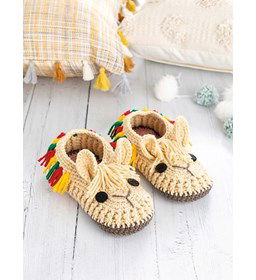 Lama pantoffels gemaakt van Scheepjes Colour Crafter