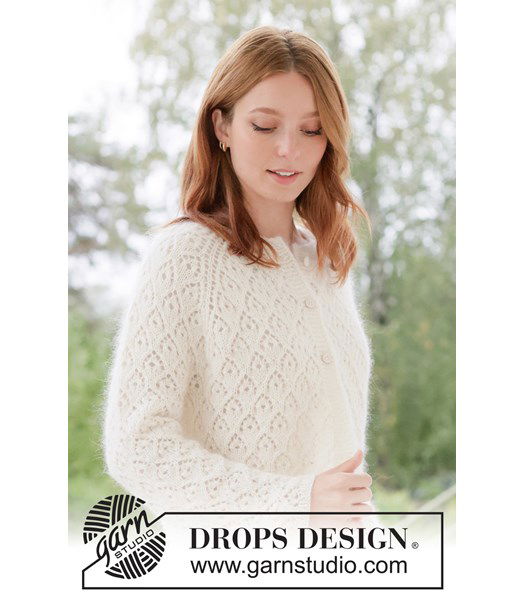 Breipatroon Top-down vest Lace Diamond Cardigan met raglan