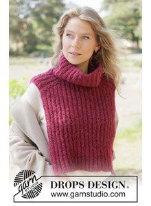 Gebreide col in Engelse patentsteek van mohair & zijde