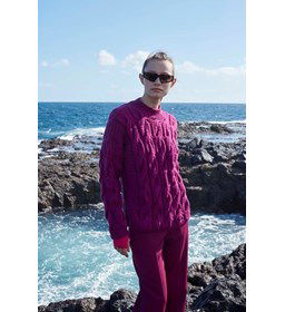 Damestrui in ribbel- en kabelpatroon gemaakt van Breinaalden