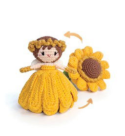 Omkeerbare zonnebloemfee gemaakt van Scheepjes Catona 25 en 10 gram