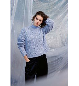 Damestrui in kabelpatroon gemaakt van Lang Yarns Lambswool