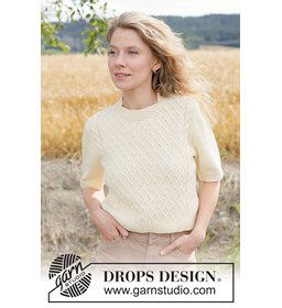 korte top met kabels en korte mouw van katoen gemaakt van Breinaalden zonder knop