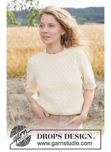 korte top met kabels en korte mouw van katoen