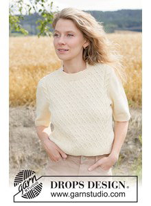 korte top met kabels en korte mouw van katoen