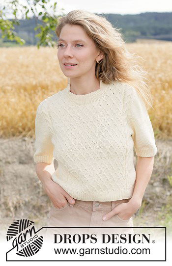 korte top met kabels en korte mouw van katoen