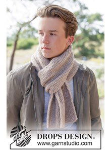 Gebreide herensjaal in boordsteek met punnikrand