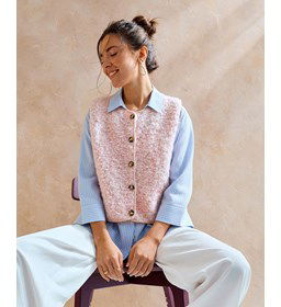 Mouwloos boucle vest gemaakt van knopen