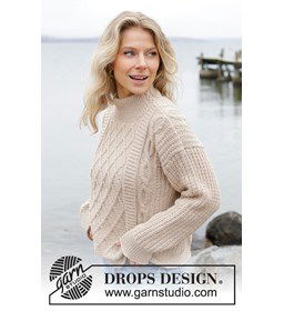 Damestrui met hoge hals gemaakt van Drops Merino extra fine