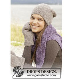Gebreide muts, wanten en sjaal gemaakt van Drops Karisma
