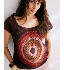 Retro ruitje met korte mouwen gemaakt van Phildar Phil Origin