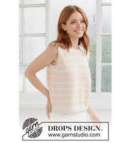 gestreepte katoenen zomertop met punnikrand gemaakt van Rondbreinaald nr 5