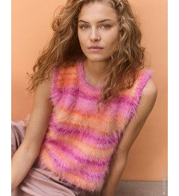 gestreepte damesspencer in frisse zoete kleuren gemaakt van Lana Grossa Basta, Basta Mista